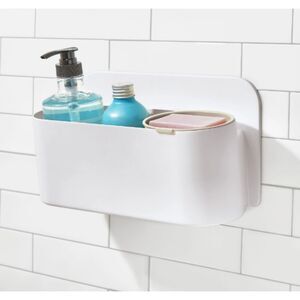 iDesign Berkley Adhesive Shower Basket with Removable Soap Dish - Coconut/White